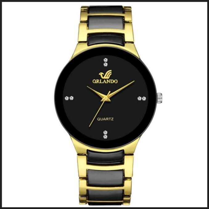 Boshi- Jam Tangan Pria Orlando Rantai Stainless Gold Hitam Emas Lao Jam095B5 Besi Cowok Keren Meh
