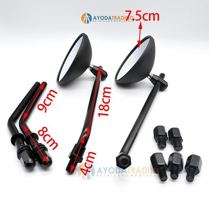 Spion Motor Yamaha Honda Retro Bulat Panjang Pendek