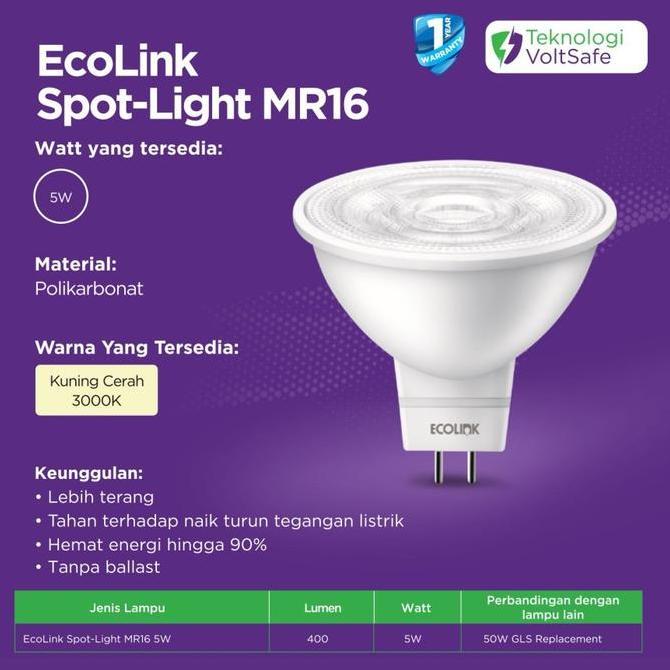Litcx- Eco Lampu Halogen Led 5W Mr 16 Spotlht 5 W Tt Spot 36D Mr16