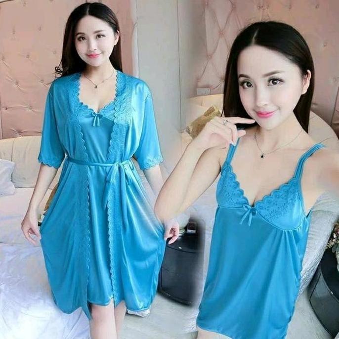 Baju Tidur Lingerie  Kimono Tricot Satin  Xxl / Jumbo Wanita Dress