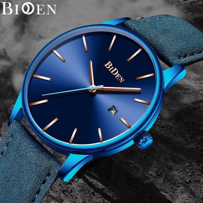 Boshi- Biden Jam Tangan Pria Anti Air Santai Olahraga Kuarsa Jam Tali Kulit Otomatis Date Yn0169