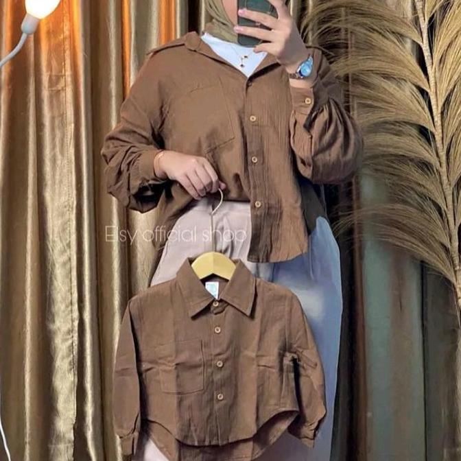 Baju Couple Ibu Dan Anak Perempuan / Baju Couple Mom Dan Kids / Kemeja Oversize Couple Ibu Dan Anak 