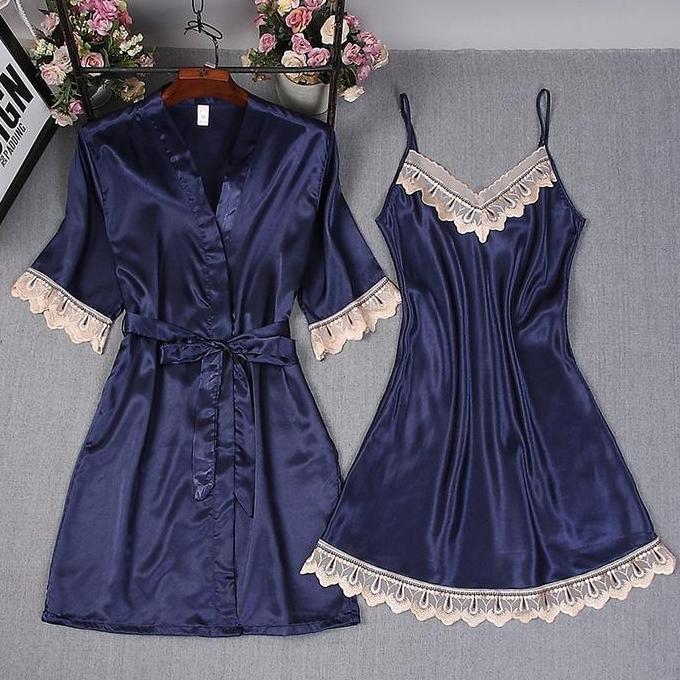 Daster Murah Suspender Piyama Wanita Seksi Baju Tidur + Jubah Malam