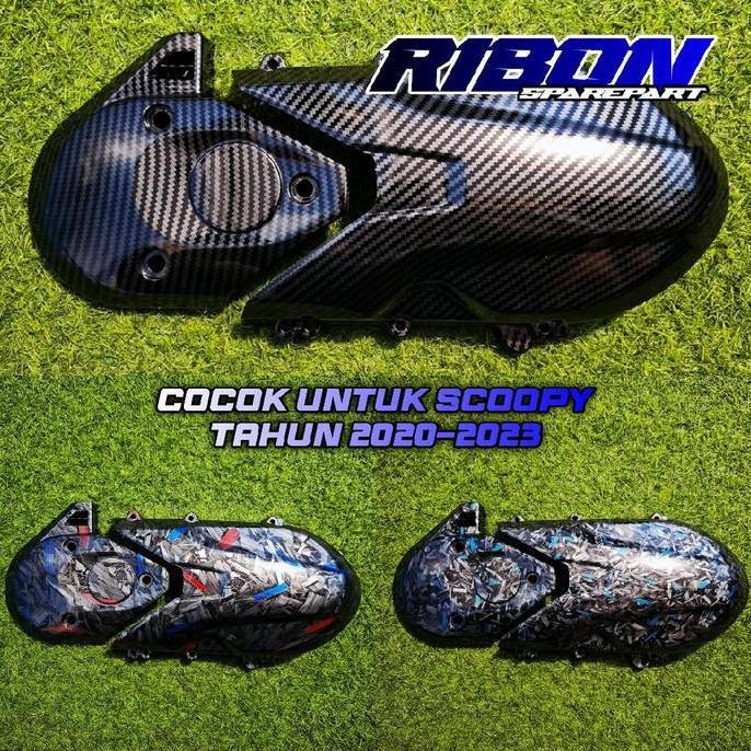 Paket Cover Cvt Scoopy 2020-2023 Carbon Wtp Motif Black Forged Merah Biru Carbon Scoopy 2020-2023 Te