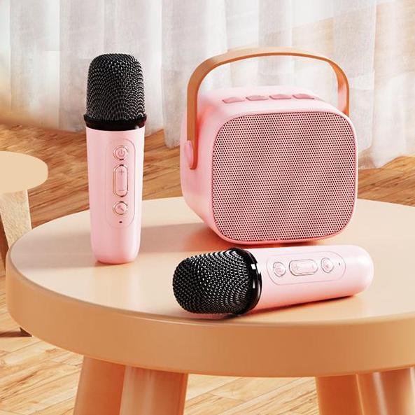 hot deals mini karoke speaker bluetooth 2 mic / mini karoke speaker bluetooth portabel penuh bass / 
