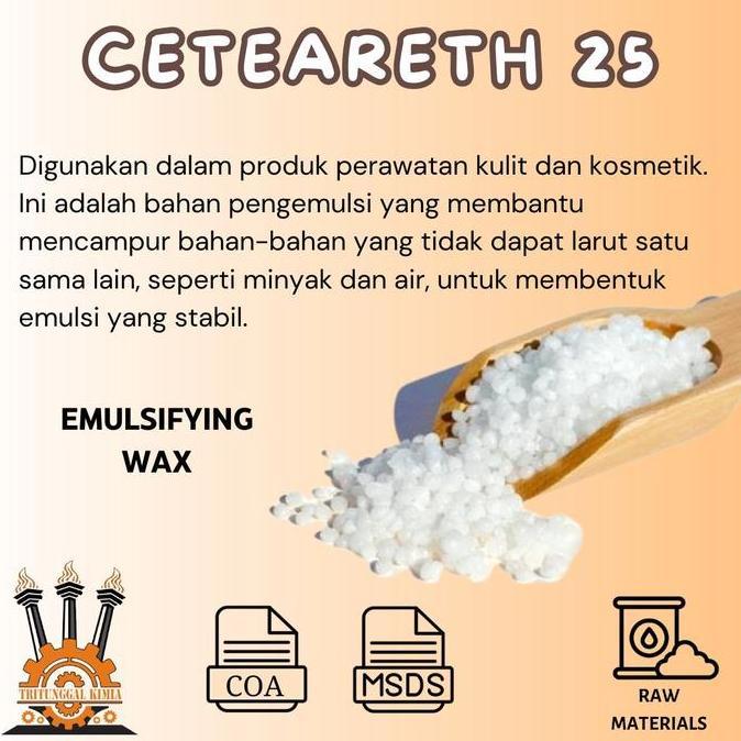 Emulsifying Wax Ceteareth-25 500Gr / Bahan Baku Pomade / Bahan Baku Shampoo / Bahan Emulsifier Stabi