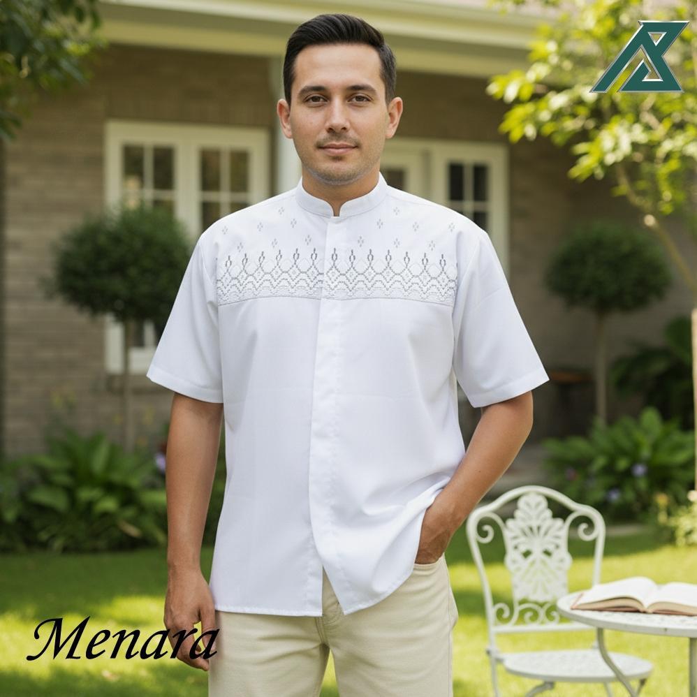 TERBARU KOKO PUTIH PENDEK BORDIR | BAJU KOKO WARNA, BAJU KOKO PUTIH PENDEK| KOKO POLOS KATUN