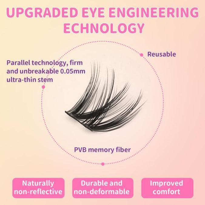 Auge- Pipiya Paket Ekstensi Bulu Mata Eyelash Extension 10-16Mm - Klaster Bulu Mata Tipis, Lengkunga