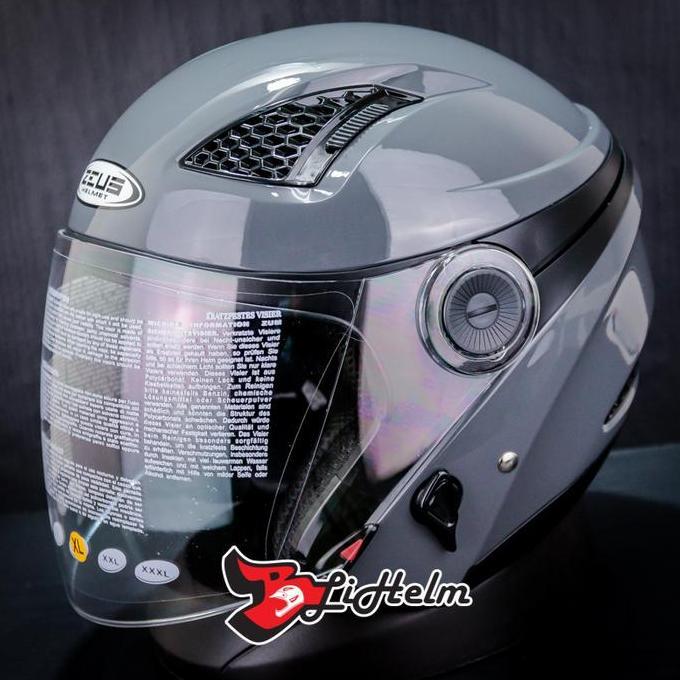 TERLARIS HELM ZEUS ZS610 GREY 11C | ZS-610 HALF FACE HELMET SNI | DOUBLE VISOR