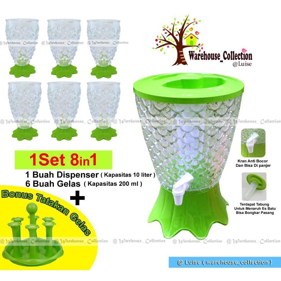 DISPENSER KRISTAL ACRYLIC SET/DISPENSER MODEL IKAN/TEMPAT AIR MINUM 10 LITER/DISPENSER KRAN UNIK CAN