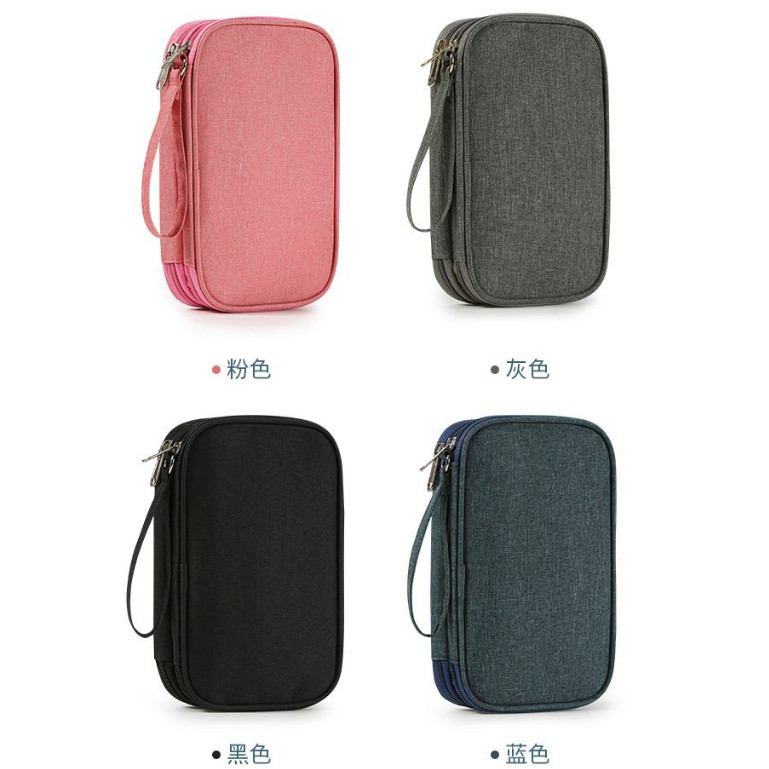 Hm85 Tas Gadget Double Layer Tas Travel 2 Zipper Organizer Gadget Ukuran Besar Tas Handphone