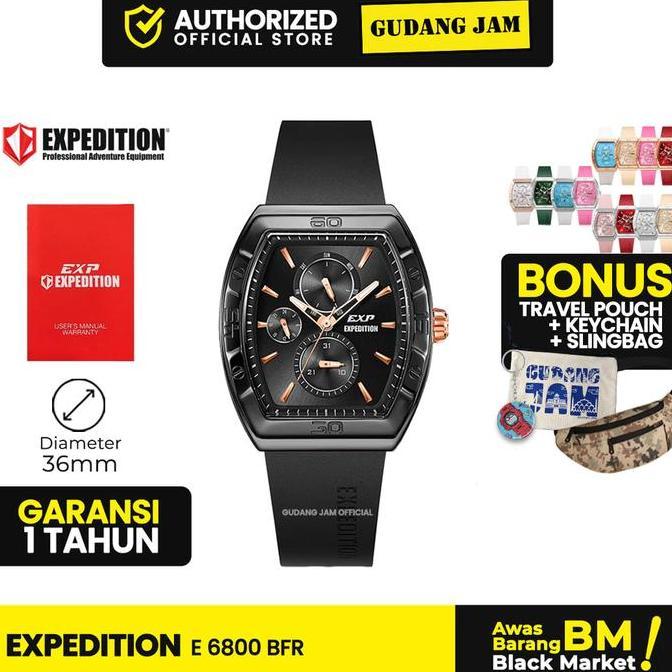 Jam Tangan Wanita Expedition E 6800 BF E6800 Rubber Strap