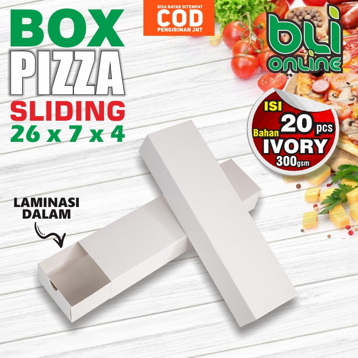 Box Pizza Sliding Polos 26 X 7 X 4 / Isi 20 Pcs / Box Pizza Panjang / Pizza Persegi / Kotak Pizza / 