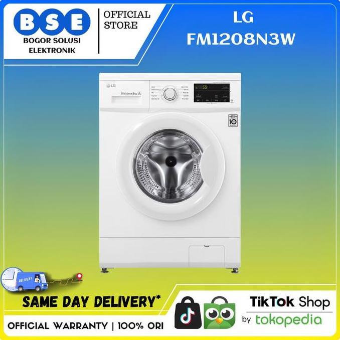Mesin Cuci Front Loading 8Kg LG FM1208N3W 8Kg FM1208N3W LG 8Kg FM1208