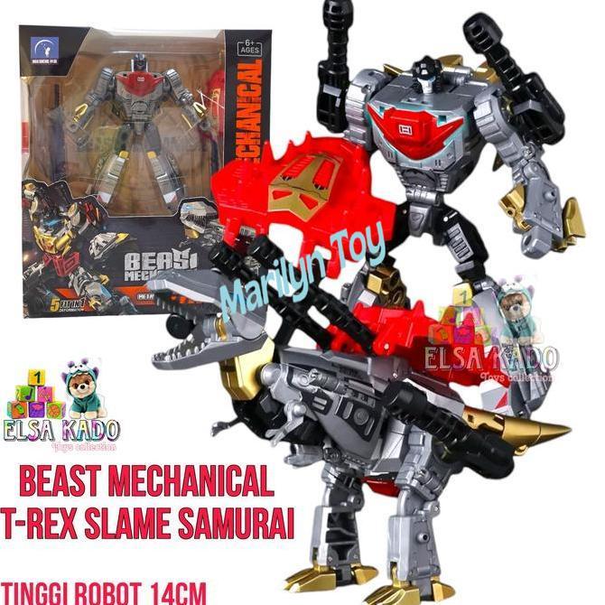 Dinobot Transformers Beast Mechanical Dinosaurus Trex Slam Samurai Mainan Robot Figure Deformation