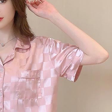 NEW PRODUCT { MyReseller }  Stelan Baju Tidur Import Ice Silk Wanita Dewasa Musim Dingin Short Sleev