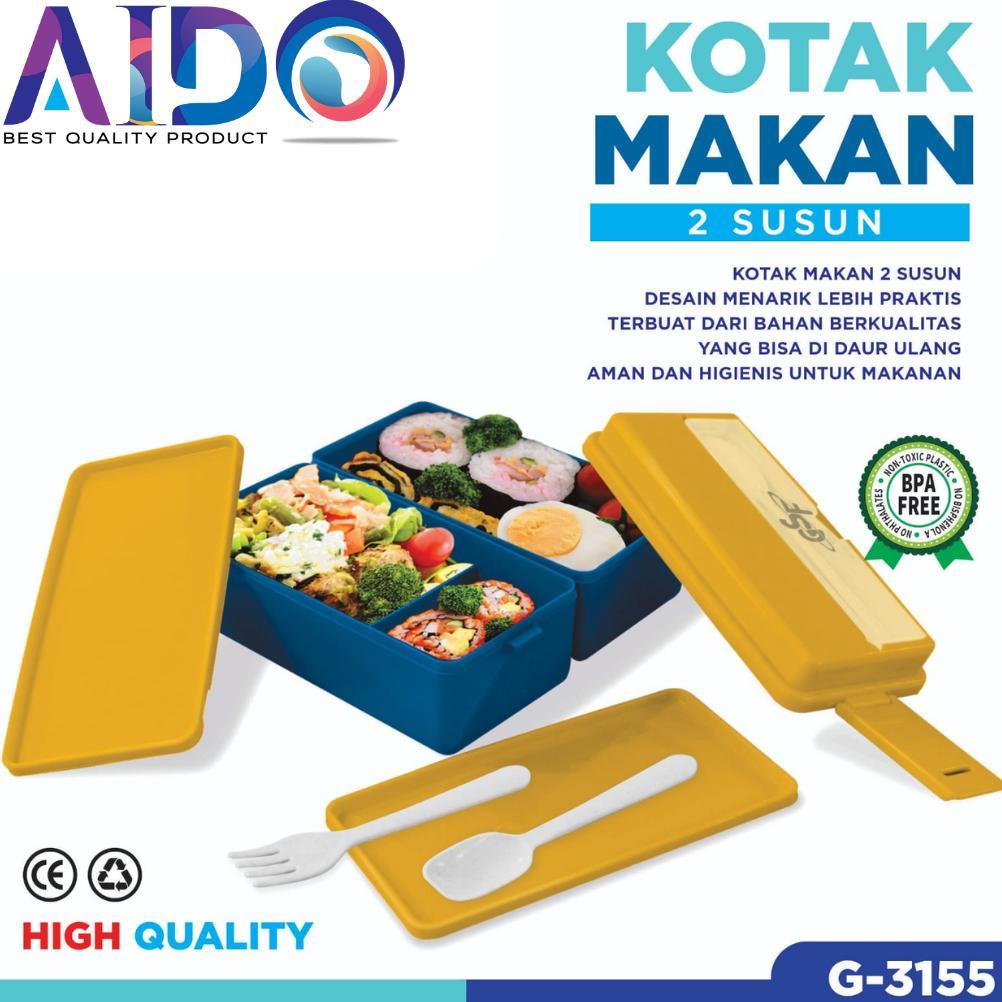 BIG PROMO LUNCH BOX SET KOTAK BEKAL MAKAN JERAMI GANDUM KOTAK MAKAN ANTI TUMPAH FREE SENDOK DAN GARP