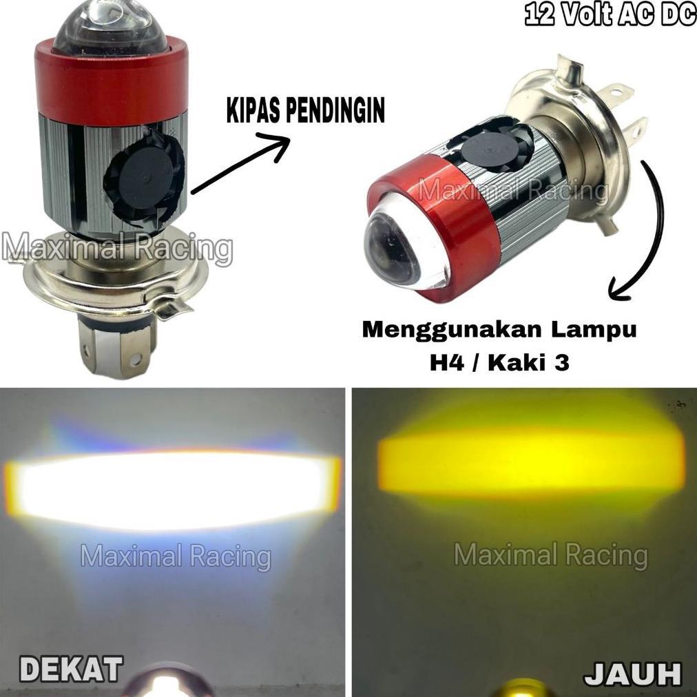 Grosir Lampu Utama Motor Led H4 Laser Ac Dc 30Watt/Lampu Depan Motor H4 3 Kaki Laser Led Super Teran