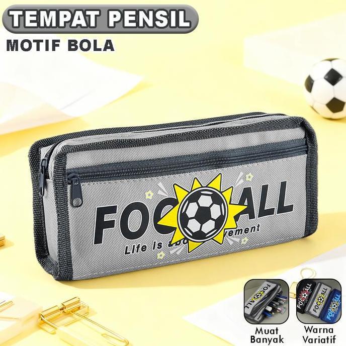 KINEGY Tempat Pensil Motif Bola Keren Tempat Pensil Anak Muat Banyak Pecinta Sepak Bola Multifungsi 