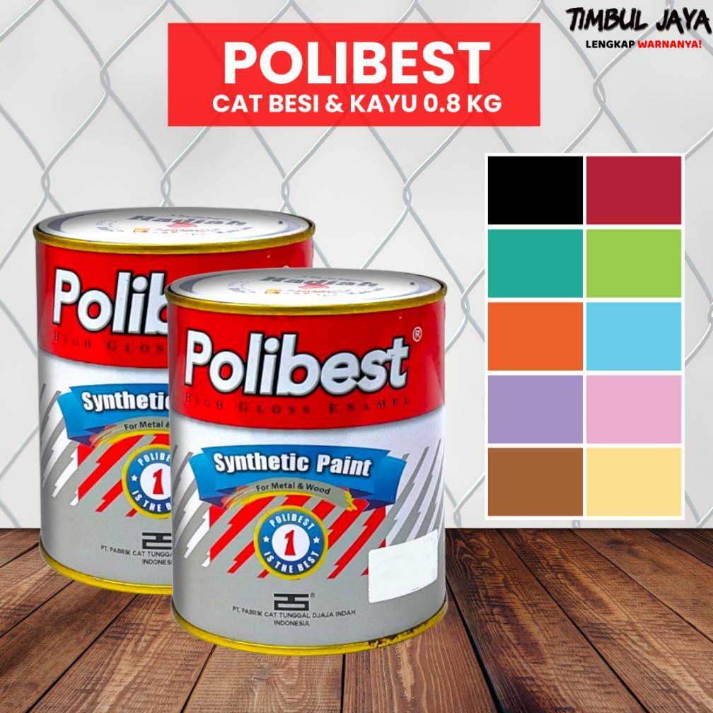 Polibest Cat Minyak Kayu dan Besi 0,8kg / Cat Kayu Pintu dan Jendela / Cat Besi Hitam / Cat Besi Put