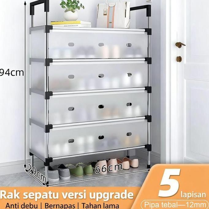 ODONTY Rak Sepatu Tertutup Tahan Debu 3-7 Susun Rak Sepatu Stainless Kuat Tebal Kokoh Rak Sepatu Min