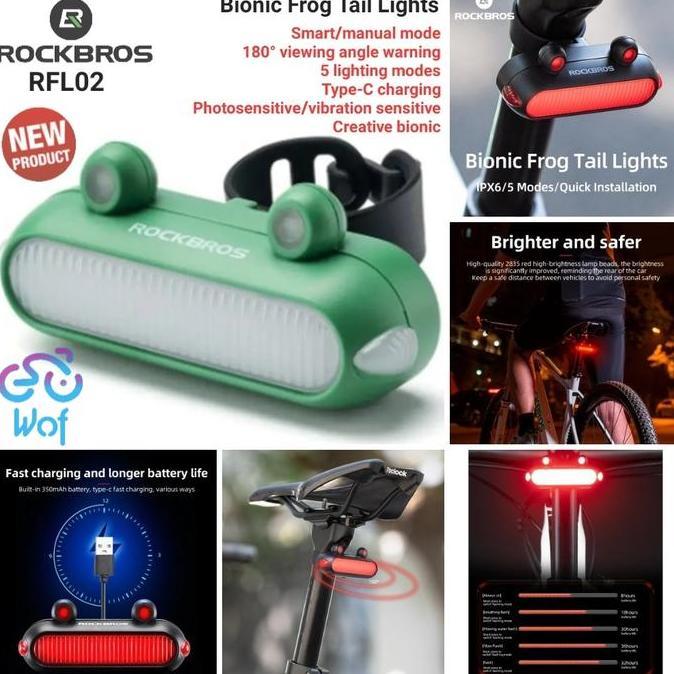 ROCKBROS RFL02 Lampu Belakang Sepeda Smart Brake Bike Rear Tail Light