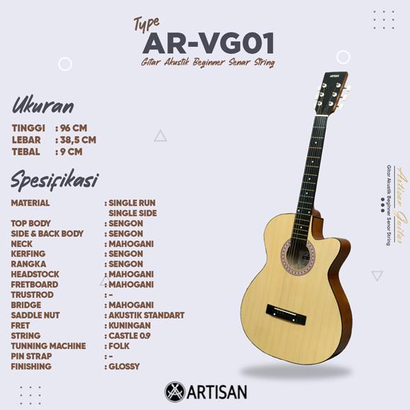 BARSAMTO ARTISAN GITAR AKUSTIK BEGINNER AR - VG01 SENAR STRING GUITAR SALE