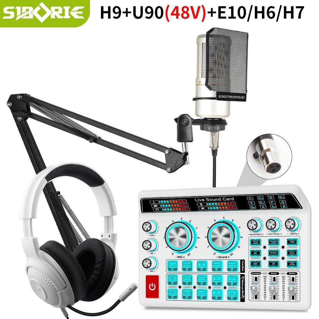 Siborie48VH9+U90+E10/H6/H7 paket lengkap live soundcard headset mic 3 in 1 paket lengkap HIFI sound 