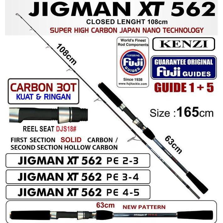 BEBAS ONGKIR - ROD KENZI JIGMAN XT NEW PATTERN SOLID CARBON 30T Joran Pancing Laut