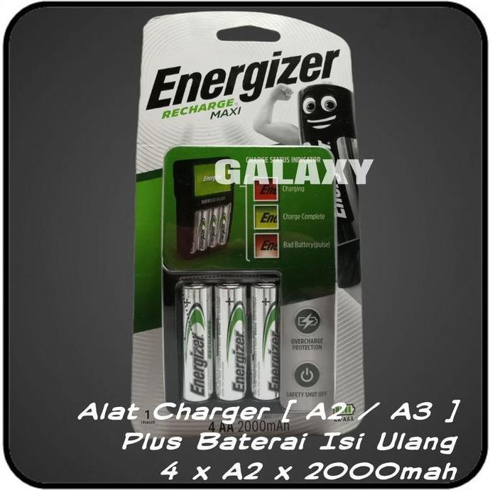 Baterai Recharge A2 / AA - ENERGIZER - Charger free Baterai 4pc