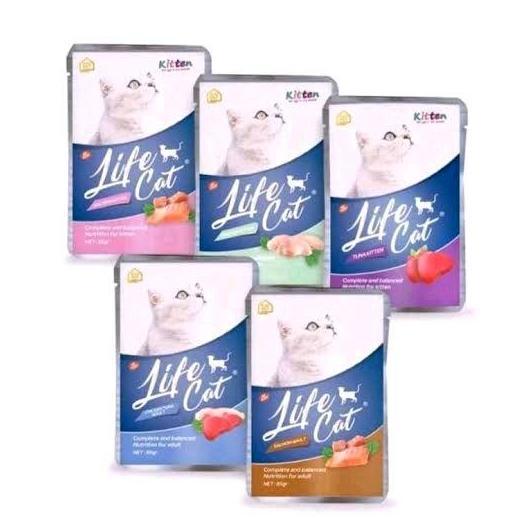 BEBAS ONGKIR - Life Cat Pouch Adult Chicken Tuna - Salmon & Kitten Tuna Chicken Salmon 85gr Makanan 