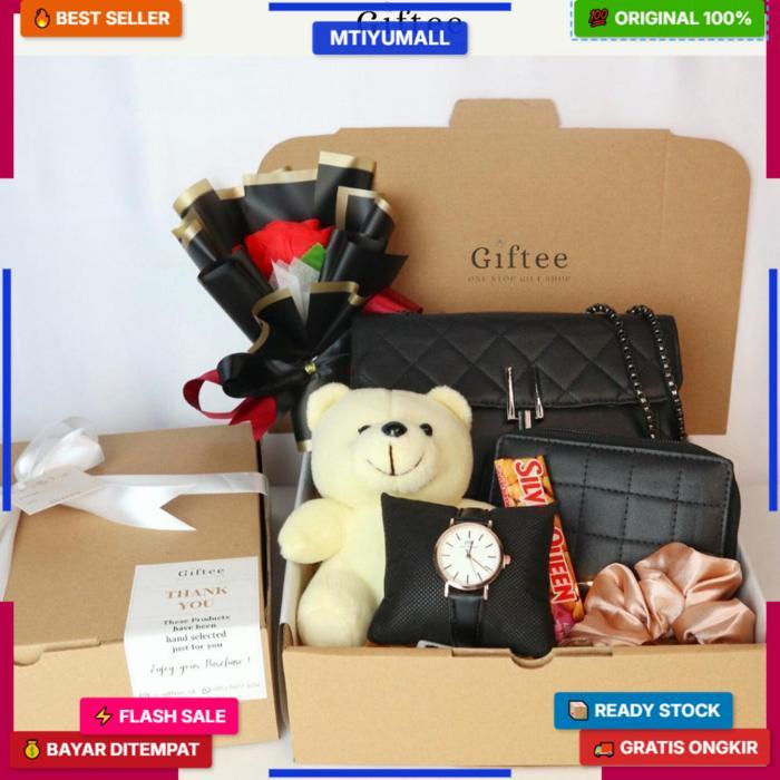 Hampers Zara Tas Wanita Premium Dompet Jam Parfum Boneka Kado Valentine Selempang Sling Bag Hadiah G