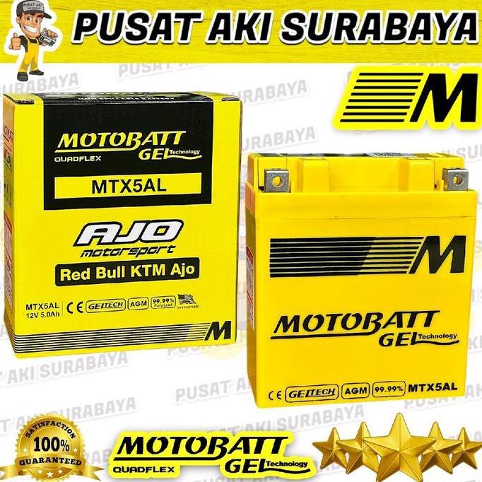ACCU ORIGINAL MOTOBATT MTX5AL 5 AMPER AKI SEPEDA MOTOR VEGA LEGENDA GRAND KAZE SUPRA X SMASH SHOGUN 