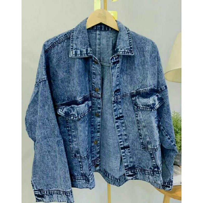 Cuci Gudang Jaket Jeans Jumbo Wanita Oversize Jumbo Alma Jaket Bigsize Ld 130