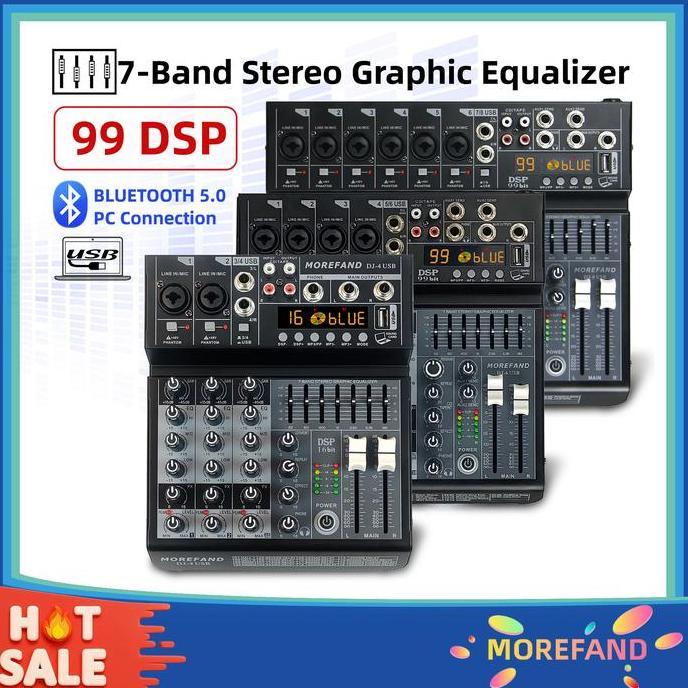 MOREFAND DJ4/6/8 Saluran Profesional DJ Audio Mixer, DJ Controller, Sound Mixer, 99 Efek Reverb DSP,