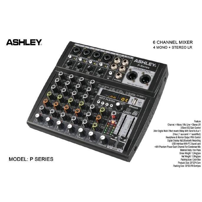MIXER ASHLEY P SERIES 6 CHANNEL USB BLUETOOTH DSP EFEK VOKAL ORIGINAL