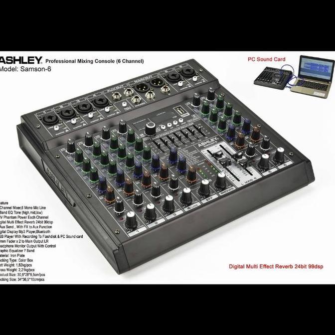 mixer audio ashley samson 6 / samson6 6 channel original