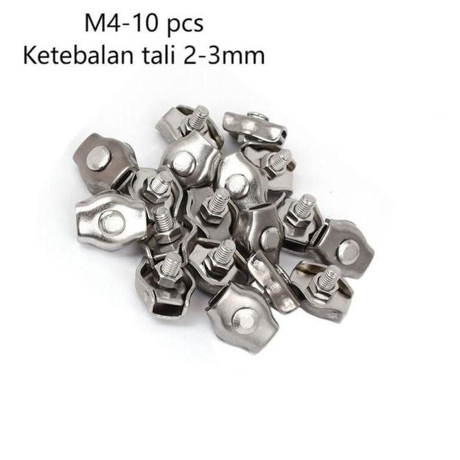 BUNDUQ 10PCS/SET Klem Seling Stainless SS 304 2-3MM / Klem Tali Kawat Klem Sling Seling Baja/Klem Sl