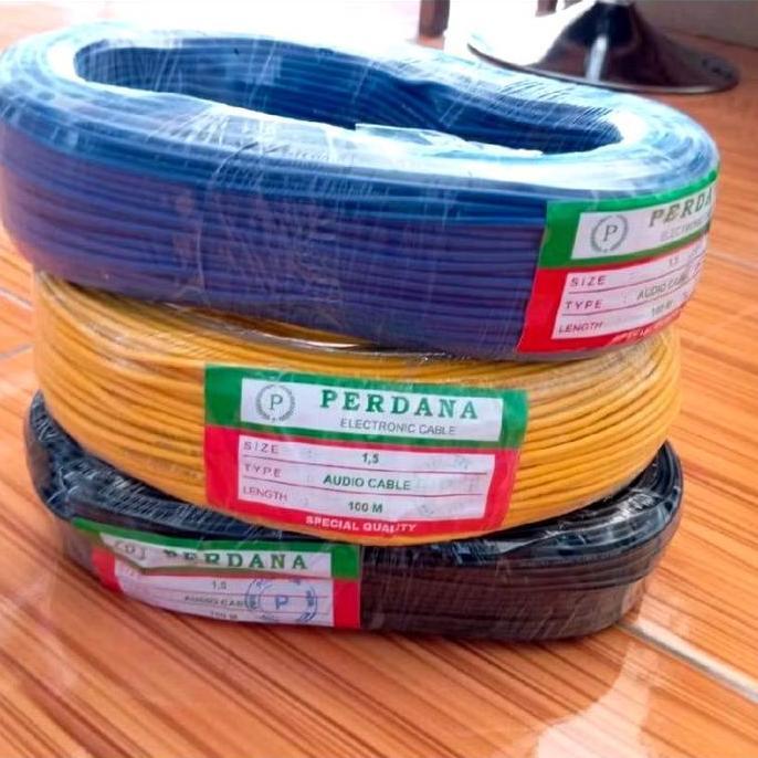 PER METER Kabel perdana audio 1,5mm serabut warna kabel perdana audio biru kuning hitam