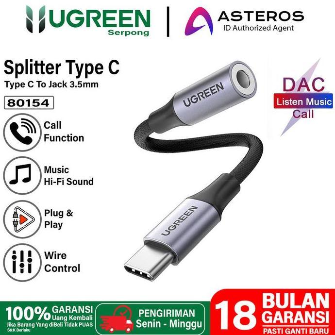UGREEN Audio Converter Splitter Type C to Jack Audio 3.5mm Adapter DAC