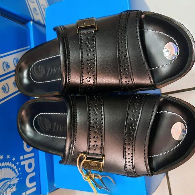 Sandal kulit pria orinal Indian 337 Hitam