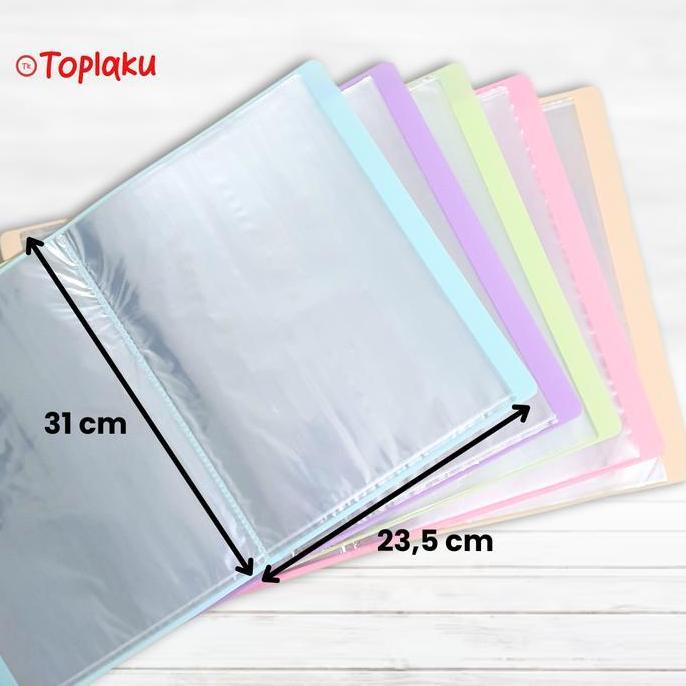 Package- Display Book A4 Pastel Aesthetic Clear Holder Berkas Dokumen Plastik Ijazah Anti Air File F