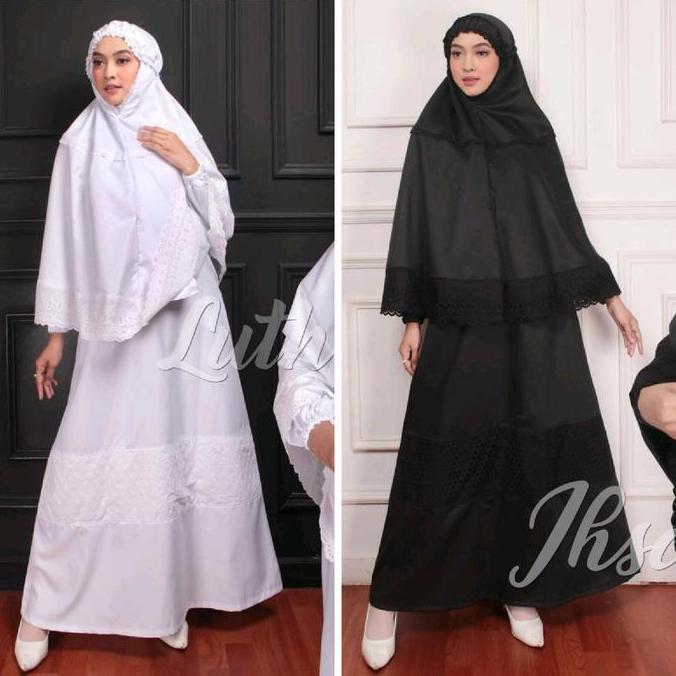 1 Set Gamis Syari Katun Toyobo Jepang Motif Bergo Baju Muslimah Umroh  Premium Kekinian Luthfiyah Ca