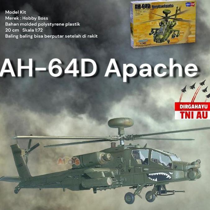 Model Kit miniatur helikopter AH-64D Apache Hobby Boss 20 cm 1:72