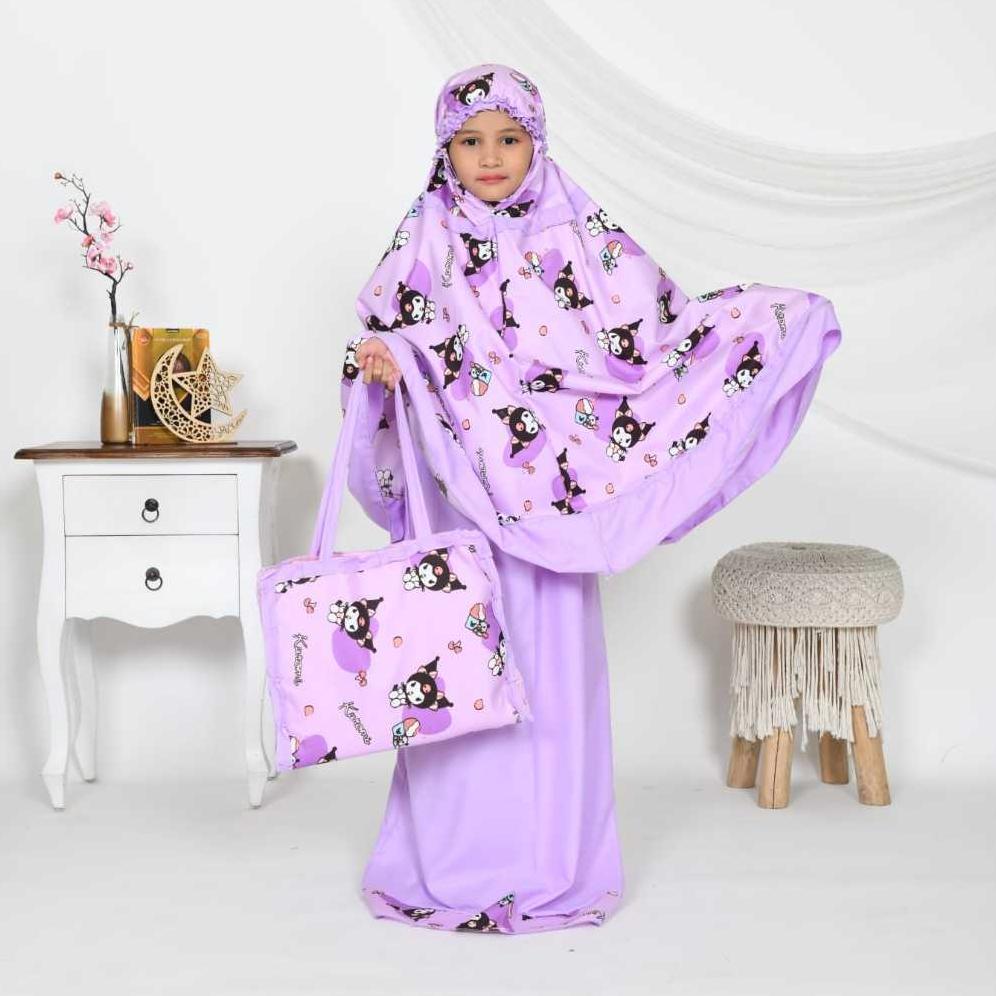PREMIUM MUKENA ANAK PEREMPUAN MUKENA ANAK KUROMI UNGU (TAS SEJADAH)  MUKENA ANAK ANAK MUKENA ANAK MU