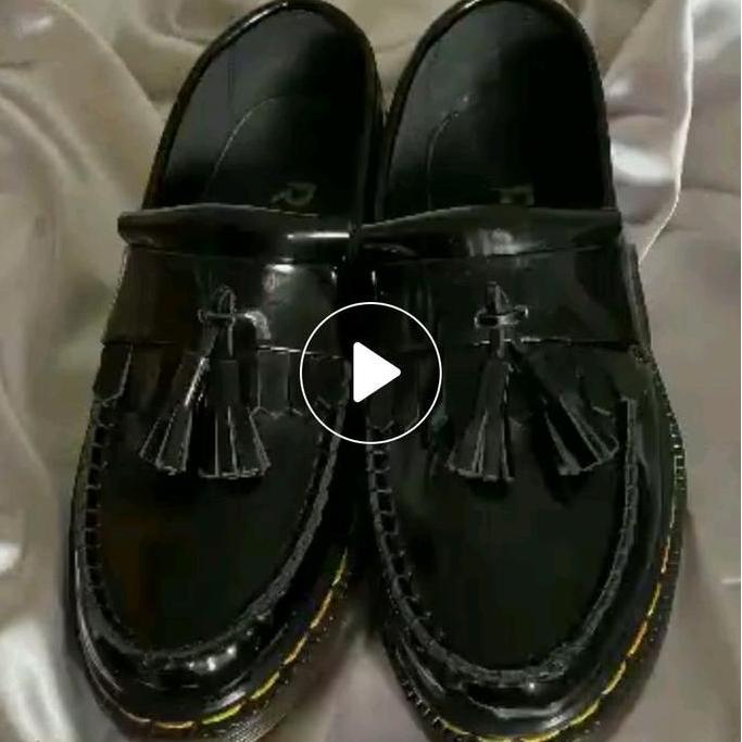 sepatu kulit asli jenis kulit glossy - RAJIB Hitam Pria/Wanita Flat Shoes