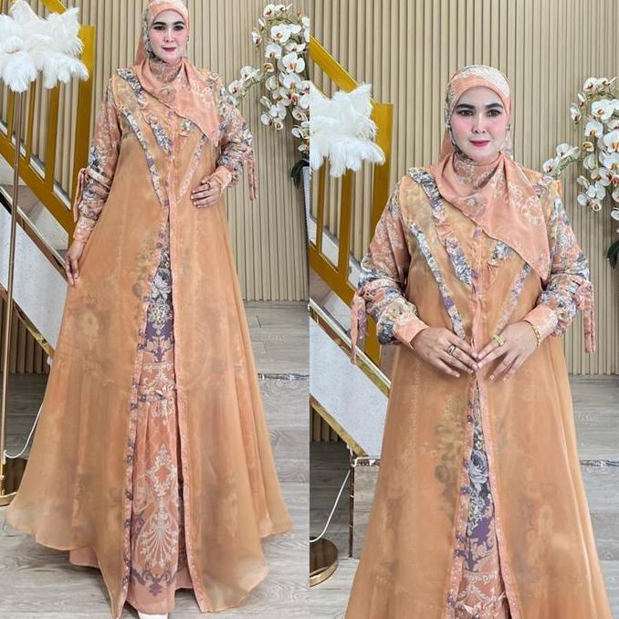 Humaira Syari SERIES BY HUMAIRA SYARI Ceruty Printing Organza Kain dengan Desain Eksklusif Motif Mew