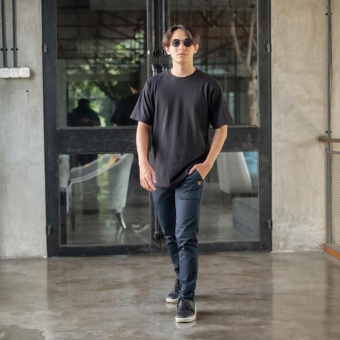 Calca- Bapin Celana Chino Panjang Pria Navy Kain Katun Scoth Stretch