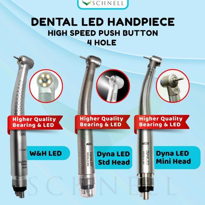 ahissalamahtiga - highspeed handpiece dental with led lampu 4 holes / high speed hand piece small mi