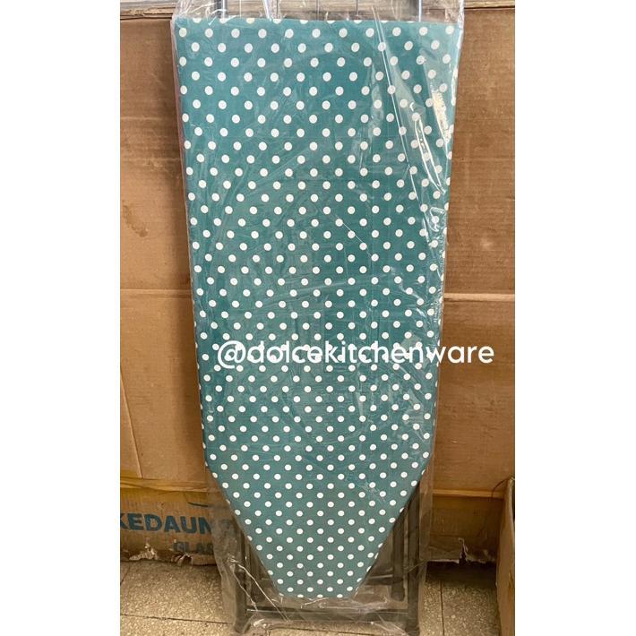 Meja Setrika Lipat Kaki Pipa Besi Lapis Tebal Motif Polkadot Bunga Kembang